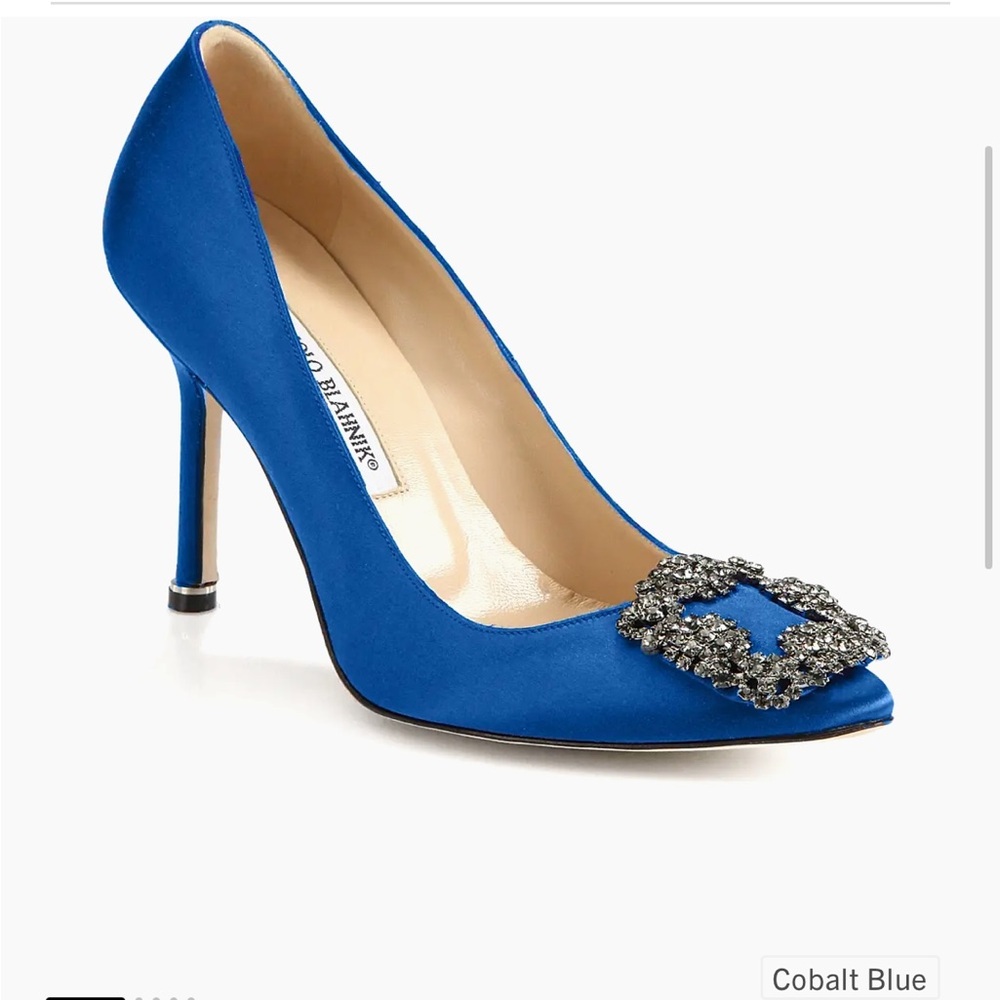 Manolo Blahnik Royal Blue Heels with Crystal Buckle - Picture 7 of 7